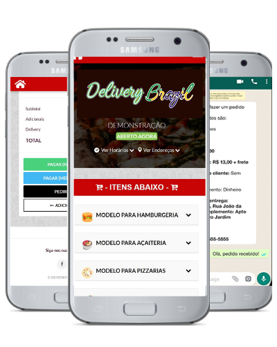 Cardápio de pedidos via WhatsApp.